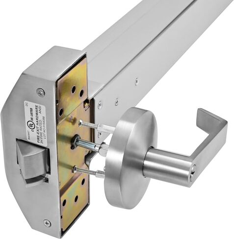 304 Stainless Steel Push Bar Panic Exit Device with Exterior Lever Handle, UL10C & ANSI Grade 1 Certified, Emergency Exit Door Hardware for Commercial Safety & Durability in Saudi Arabia
