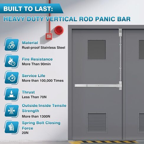 IRONWALLS Commercial Panic Bar with Vertical Rod, 32" Push Bar Panic Exit Device with Vertical Rod in Kuwait