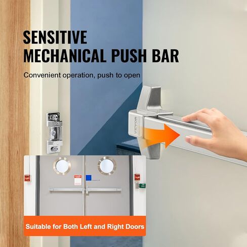 VEVOR Door Push Bar Panic Exit Device, 31" Stainless Steel Commercial Emergency Exit Door Push Bar with Exterior Lever and 3 Keys, Emergency Exit Door Hardware for 30"-36" Metal Wood Door in Saudi Arabia