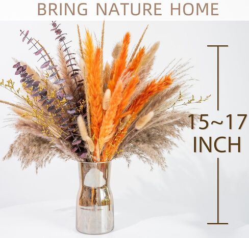 WILD AUTUMN Pampas Grass Decor Natural Dried Pampas Boho Home Decor Bouquet Dried Flowers Eucalyptus Bouquet for Wedding Floral Arrangements Table Decor Rustic Farmhouse (White&Green) in Saudi Arabia