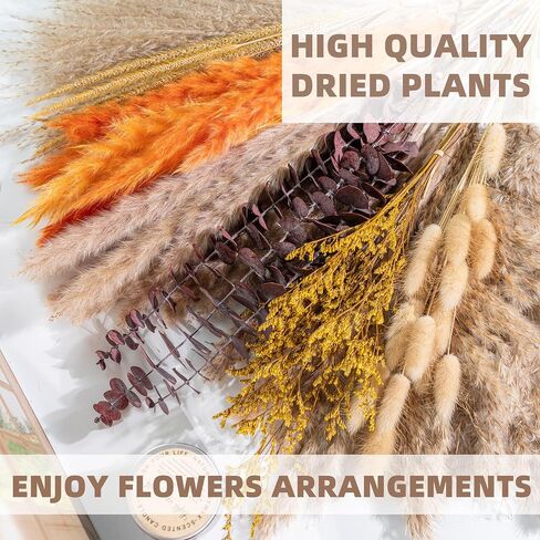 WILD AUTUMN Pampas Grass Decor Natural Dried Pampas Boho Home Decor Bouquet Dried Flowers Eucalyptus Bouquet for Wedding Floral Arrangements Table Decor Rustic Farmhouse (White&Green) in Saudi Arabia