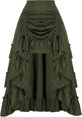 Scarlet Darkness Women's 2024 Summer Skirt Gothic Steampunk Skirt Victorian High-Low Bustle Skirt in Kuwait