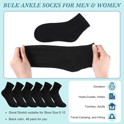 Tarpop 48 Pairs Men Quarter Ankle Socks Athletic Socks Moisture Wicking Bulk Crew Casual Sports in Kuwait