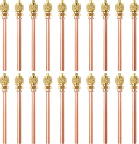 Service Access Valves Kit, 20PC Access Service Valve 1/4'' SAE x 1/4'' OD x 3.54'' Stem Core Brass Copper Refrigerator Access Valves Set, Air Conditioner Service Valve Charge Needle Valve in Saudi Arabia