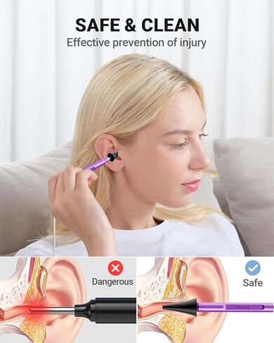 منظار رقمي متوافق مع أجهزة iPhone و Android ، وكاميرا الأذن عالية الدقة مع أدوات إزالة شمع الأذن ، ونطاق أذن الفيديو مع الضوء والتقاط الصور ومقاطع الفيديو (الفضة) in Kuwait