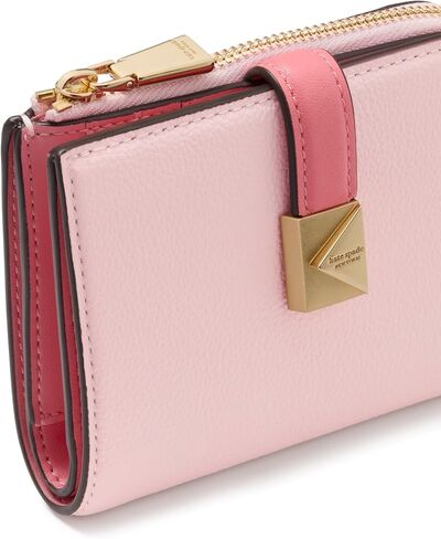 kate spade new york Deco Colorblocked Pebbled Leather Small Compact Wallet, Pale Sapphirine Multi in Saudi Arabia