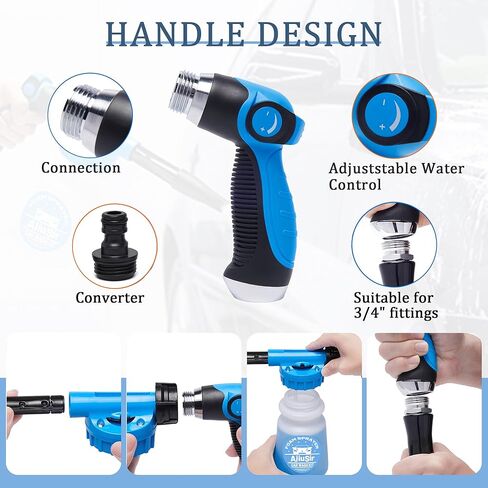 Foam Gun Car Wash Sprayer + Washing Sponge & Absorbent Towel, Hose Nozzle Foam Cannon Car Washing Kit, for Garden Cleaning, Pet Showering in Kuwait