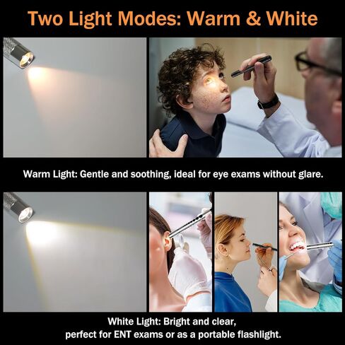 Risemart 2 Pack Pen Light للممرضات ، Penllight Medical مع مفتاح واحد للضوء الأبيض والدافئ ، مقياس تلميذ وحاكم 5 سم ، مقطع جيب ، متين LED Penllights للتمريض ، الأطباء ، الطلاب in Kuwait
