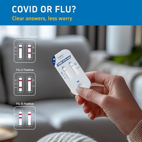 Healgen Rapid Check Covid-19 ، مجموعة مستضد مستضد الأنفلونزا A & B ، أول اختبار للإنفلونزا والأنفلونزا والأنفلون ، من السهل قراءة النوافذ المزدوجة ، ينتج 15 دقيقة ، مدة صلاحية لمدة 18 شهرًا ، اختبار واحد in Saudi Arabia