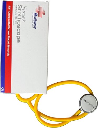 Stethoscope – 22" Long Tubing, Lightweight Stethoscope with Aluminum Chestpiece – Single Head, Acoustic Sound Yellow Doctors, Nurses, Students, Medical and Home Use in Saudi Arabia