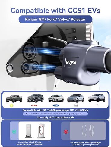 2-in-1 CCS & J1772 to Tesla Adapter, DC/AC Tesla Charger with Level 1 2 3 NACS Adapter Compatible with Model 3/Y/S/X and Cybertruck in Saudi Arabia