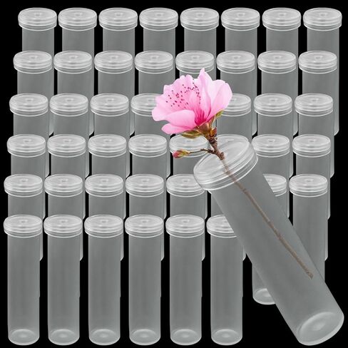 50Pcs Plastic Stem Water Tubes, Clear Flower Vials with Soft Rubber Lids, 2.8 Inches Rose Water Tubes for Fresh Arrangement(Clear) in Kuwait