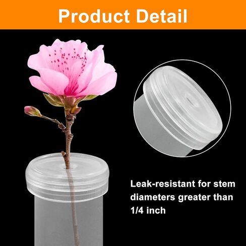 50Pcs Plastic Stem Water Tubes, Clear Flower Vials with Soft Rubber Lids, 2.8 Inches Rose Water Tubes for Fresh Arrangement(Clear) in Kuwait