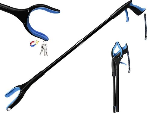 1pcs Blue 32 "قابلة للطي ، أداة الوصول إلى المتسابق ، أداة التقاط Racter Grabber لكبار السن مع الفك المضاد للانزلاق 360 درجة ، ومغناطيس قوي ، ملتزمات القمامة الطويلة الإضافية ، منتقي القمامة in Kuwait
