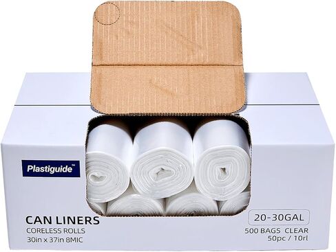 7-10 Gallon Clear Trash Can Liners, 24'' x 24'', Wholesale 1000 Count, High Density Garbage Bags for Office, Bathroom, Commercial and Industrial Use in Kuwait