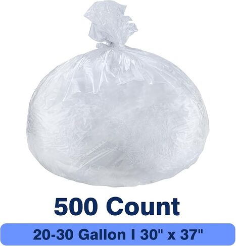 7-10 Gallon Clear Trash Can Liners, 24'' x 24'', Wholesale 1000 Count, High Density Garbage Bags for Office, Bathroom, Commercial and Industrial Use in Kuwait
