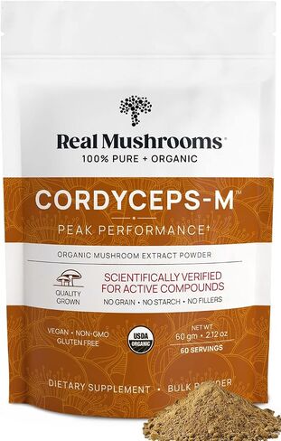 Real Mushrooms Cordyceps Capsules - Performance Mushroom Extract Supplement with Organic Militaris for Energy Immune Support Vegan Supplement, Non-GMO, 300 Caps in Saudi Arabia