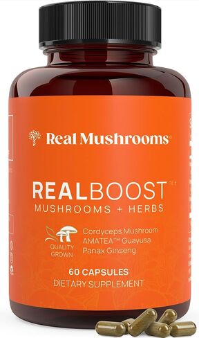 Real Mushrooms Cordyceps Capsules - Performance Mushroom Extract Supplement with Organic Militaris for Energy Immune Support Vegan Supplement, Non-GMO, 300 Caps in Saudi Arabia