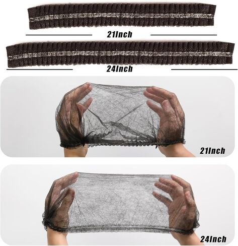 قبعات بوفانت التي يمكن التخلص منها 100pcs ، شبكة شعر 24inches ، قبعة غبار مرنة لخدمة الطعام ، صالون ، سبا ، غطاء رأس المطبخ (أسود) in Kuwait