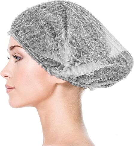 قبعات بوفانت التي يمكن التخلص منها 100pcs ، شبكة شعر 24inches ، قبعة غبار مرنة لخدمة الطعام ، صالون ، سبا ، غطاء رأس المطبخ (أسود) in Kuwait