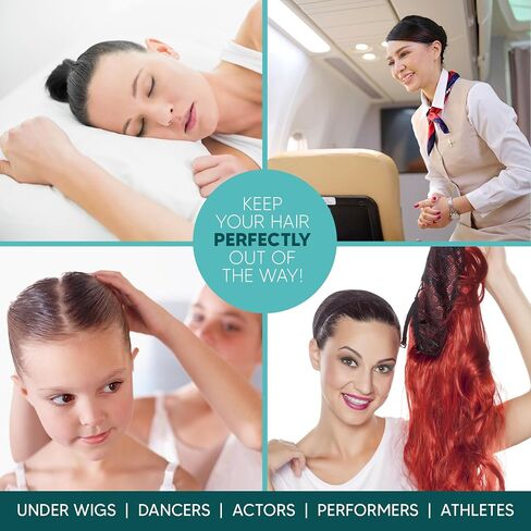 Invisible Hair Nets for Women & Men | Pack of 100 | Elastic 24" Mesh Hair Net for Buns, Long Hair & Short Hair - Hairnets for Ballet Dancers, Sleeping, Wig Storage, Food Service & More in Saudi Arabia
