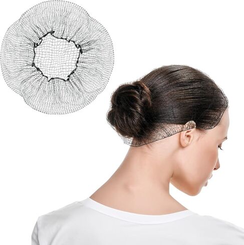 Invisible Hair Nets for Women & Men | Pack of 100 | Elastic 24" Mesh Hair Net for Buns, Long Hair & Short Hair - Hairnets for Ballet Dancers, Sleeping, Wig Storage, Food Service & More in Saudi Arabia