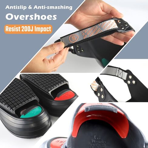 Steel Toe Covers for Shoes Safety Overshoes - CE/ASTM Certified Slip Resistant Overshoes with Ultra-Light Titanium Alloy Toe Cap, Oilproof（FO）& Acid and Alkali Resistant for Industrial Work in Saudi Arabia