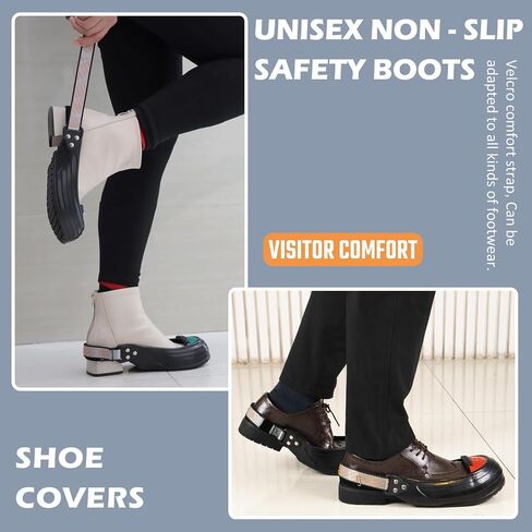 Steel Toe Covers for Shoes Safety Overshoes - CE/ASTM Certified Slip Resistant Overshoes with Ultra-Light Titanium Alloy Toe Cap, Oilproof（FO）& Acid and Alkali Resistant for Industrial Work in Saudi Arabia