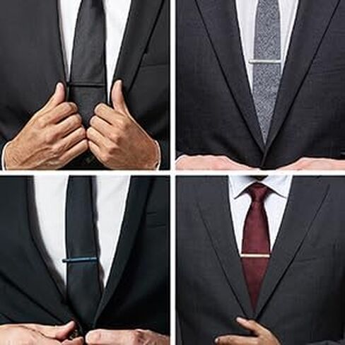 Roctee 4Pcs Tie Clips For Men Skinny Ties, 1.4 Inch Tie Bars Set For Slim Ties, Silver Gold Clip Tie For Short Neckties, Classic Men's Tie Clasp Accessories in Kuwait