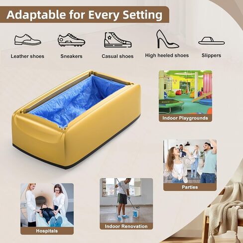 Shoe Cover Dispenser with 200pcs Shoe Covers Disposable, Easy to Use Automatic Shoe Cover Machine for Party, Fits Size Up to 11 US Men, Widely Applicable in Indoor(Silver) in Saudi Arabia