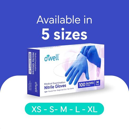 OWELL® Medical Exam Nitrile Gloves – 4mil Powder-Free Latex-Free Chemo Rated, Drug Resistant Blue Disposable Gloves in Saudi Arabia