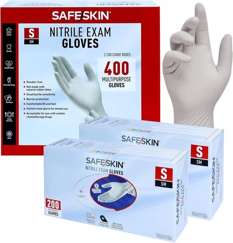 SAFESKIN Nitrile Exam Gloves Disposable Powder-Free Gloves for Medical, Dental, Cleaning, Cooking, Chemotherapy, 3.5 Mil Gray in Saudi Arabia
