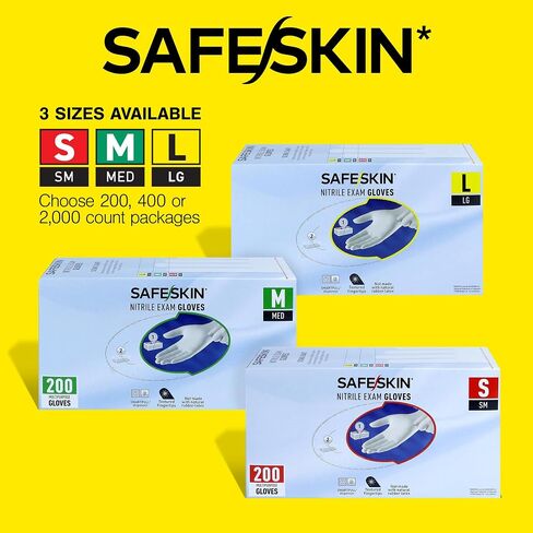 SAFESKIN Nitrile Exam Gloves Disposable Powder-Free Gloves for Medical, Dental, Cleaning, Cooking, Chemotherapy, 3.5 Mil Gray in Saudi Arabia