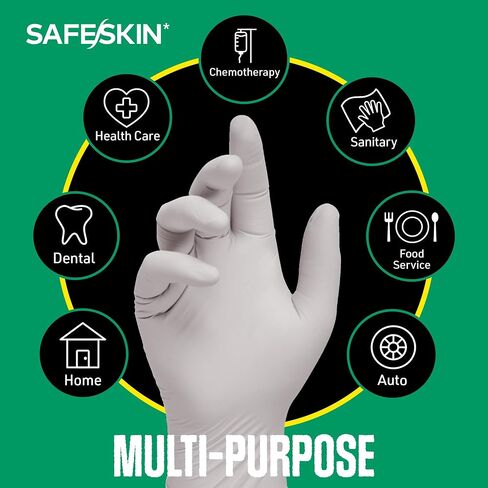 SAFESKIN Nitrile Exam Gloves Disposable Powder-Free Gloves for Medical, Dental, Cleaning, Cooking, Chemotherapy, 3.5 Mil Gray in Saudi Arabia