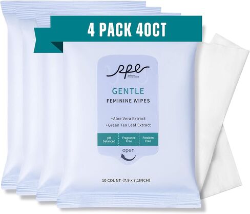Large Feminine Wipes for Women, pH Balanced Soft Gentle Soothing Unscented Flushable Personal Hygiene Wipes for Intimate Period Care Portable to Go Sensitive Sanitary Wipes Travel (10ct, Pack of 20) in Kuwait