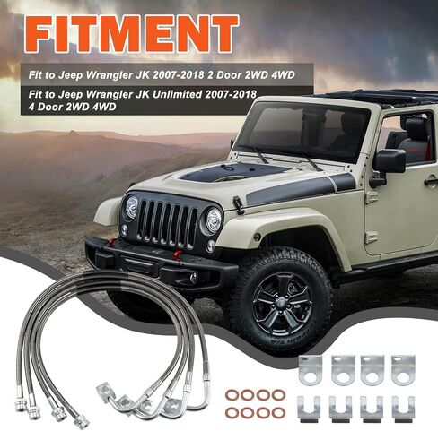 89702 Stainless Steel Brake Lines Front Stainless Brake Cable Compatible with Jeep TJ/YJ/XJ 1987-2006 in Saudi Arabia