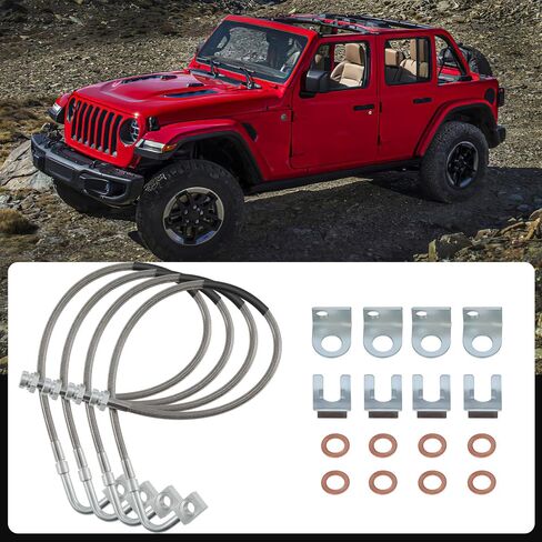 89702 Stainless Steel Brake Lines Front Stainless Brake Cable Compatible with Jeep TJ/YJ/XJ 1987-2006 in Saudi Arabia