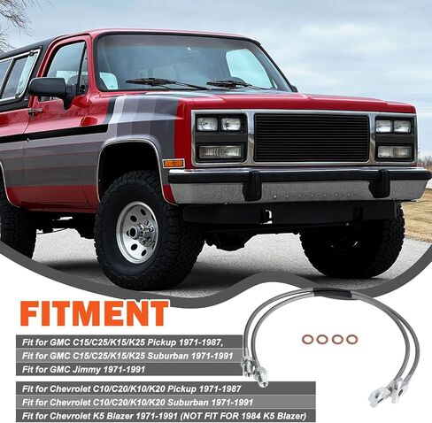 89702 Stainless Steel Brake Lines Front Stainless Brake Cable Compatible with Jeep TJ/YJ/XJ 1987-2006 in Saudi Arabia