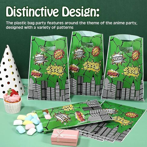 Sweetude 50 Pcs Anime Party Treat Gift Bags Yellow and Red Stars Anime Theme Treat Bags Cartoon Candy Wrapping with Handle for Birthday Favor Supplies in Kuwait