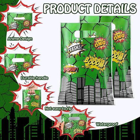 Sweetude 50 Pcs Anime Party Treat Gift Bags Yellow and Red Stars Anime Theme Treat Bags Cartoon Candy Wrapping with Handle for Birthday Favor Supplies in Kuwait