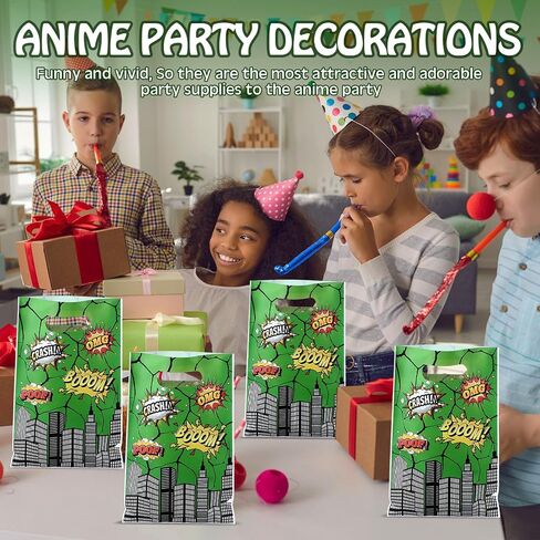 Sweetude 50 Pcs Anime Party Treat Gift Bags Yellow and Red Stars Anime Theme Treat Bags Cartoon Candy Wrapping with Handle for Birthday Favor Supplies in Kuwait