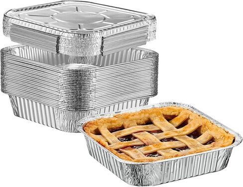 GUSTO [25 Sets 8-Inch Square Foil Pans (Lids Not Included) - Aluminum Pans, Disposable Food Containers For Baking, Cooking, Storing and Preparing Food (Formerly Comfy Package) in Kuwait