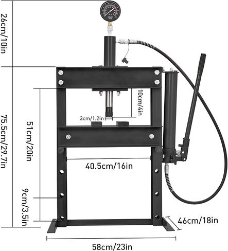 مكبس هيدروليكي 6T ، 6 طن H-Frame Garage Hydraulic Shop Press ، مكبس هيدروليكي قابل للتعديل مع لوحات ، أسود in Kuwait