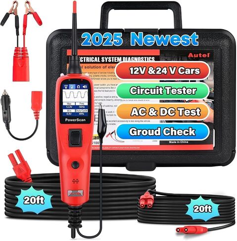 2025 Autel PowerScan PS100 Power Proper Probe Tester ، 12-24V Automotive Electrical Open/Short Breaker Finder ، أداة اختبار تنشيط المكون ، اختبار FUSE RELAY TRALAY AC/DC ، كابل 40 قدمًا ، لسيارات 99 ٪ in Kuwait