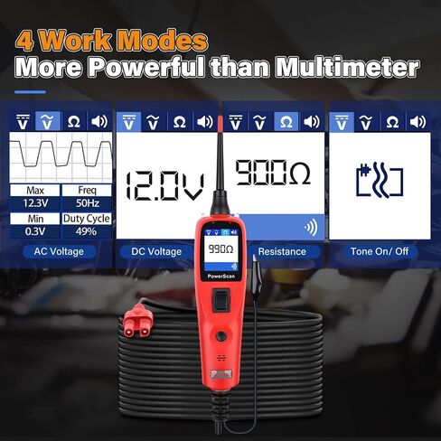 2025 Autel PowerScan PS100 Power Proper Probe Tester ، 12-24V Automotive Electrical Open/Short Breaker Finder ، أداة اختبار تنشيط المكون ، اختبار FUSE RELAY TRALAY AC/DC ، كابل 40 قدمًا ، لسيارات 99 ٪ in Kuwait