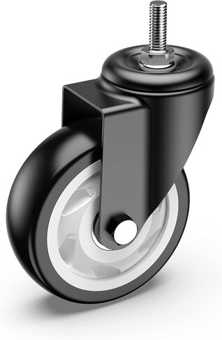 HOLKIE Stem Caster Wheels 2 inch Total Locking Casters Set of 4, Threaded Stem 3/8" -16 x 1 (Diameter 3/8", Length 1") Swivel Heavy Duty Castors Black in Kuwait