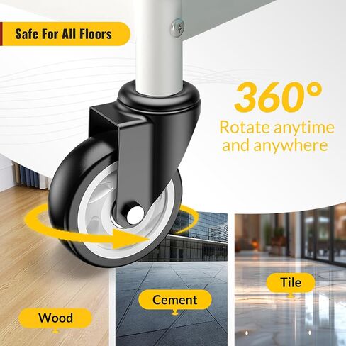 HOLKIE Stem Caster Wheels 2 inch Total Locking Casters Set of 4, Threaded Stem 3/8" -16 x 1 (Diameter 3/8", Length 1") Swivel Heavy Duty Castors Black in Kuwait