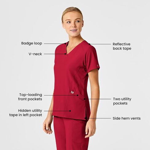 WonderWink Womens Stylized V-Neck Top Medical Scrubs Shirt, Navy, X-Large US in Saudi Arabia
