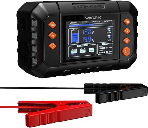 شاحن بطارية ذكي Wavlink ، شاحن بطارية 20-AMP ، مع شاحن بطارية مع شاشة LCD ، لبطاريات 6V/12V/24V للبطاريات/الليثيوم/LIFEPO4 ، وصياغة للبطارية ، و desulfurizer للسيارة ، والقوارب ، والدراجات النارية ، والدراجات النارية in Saudi Arabia