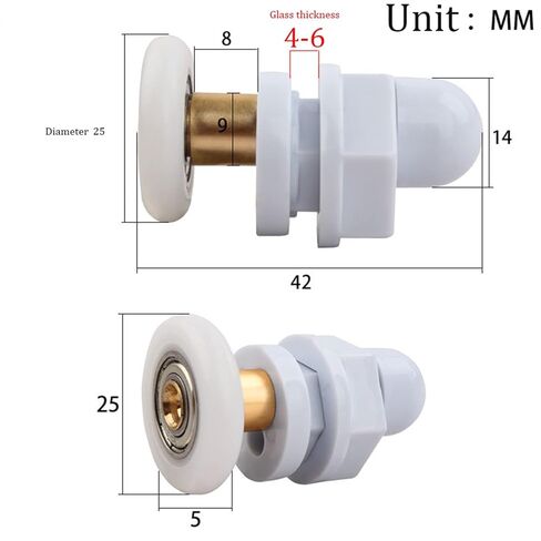 4 Pcs Shower Door Rollers 19/23/25/27/29 MM Shower Room Sliding Door Pulley(29mm) in Saudi Arabia